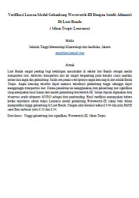 Image of Verifikasi Luaran Model Gelombang Wavewatch-III Dengan Satelit Altimetri  Di Laut Banda  ( Sikon Tropis Laurance)