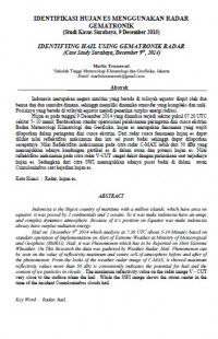 Image of IDENTIFIKASI HUJAN ES MENGGUNAKAN RADAR GEMATRONIK (Studi Kasus Surabaya, 9 Desember 2015)