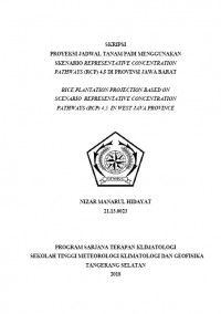 Image of PROYEKSI JADWAL TANAM PADI MENGGUNAKAN SKENARIO REPRESENTATIVE CONCENTRATION PATHWAYS (RCP) 4.5 DI PROVINSI JAWA BARAT