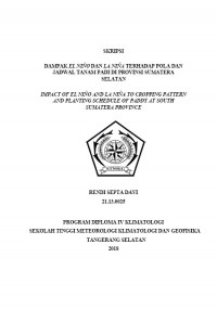 Image of DAMPAK EL NIÑO DAN LA NIÑA TERHADAP POLA DAN JADWAL TANAM PADI DI PROVINSI SUMATERA SELATAN