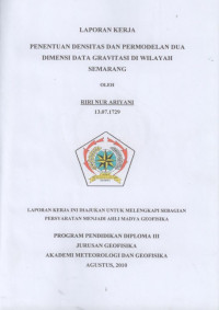 Image of Penentuan Densitas Dan Permodelan Dua Dimensi Data Gravitasi Di Wilayah Semarang