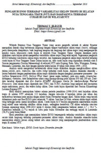 Image of PENGARUH ENSO TERHADAP VARIABILITASSIKLON TROPIS DISELATAN NUSA TENGGARA TIMUR (NTT) DAN DAMPAKNYA TERHADAP CURAH HUJAN DI WILAYAH NTT